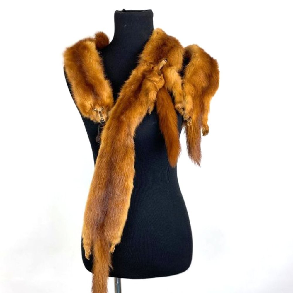 Vintage 1950's Red Brown Large Mink Fur Stole